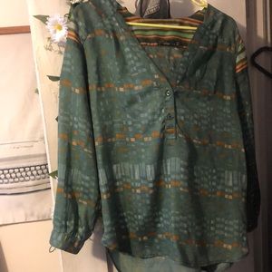 Green patterned Prana top size M